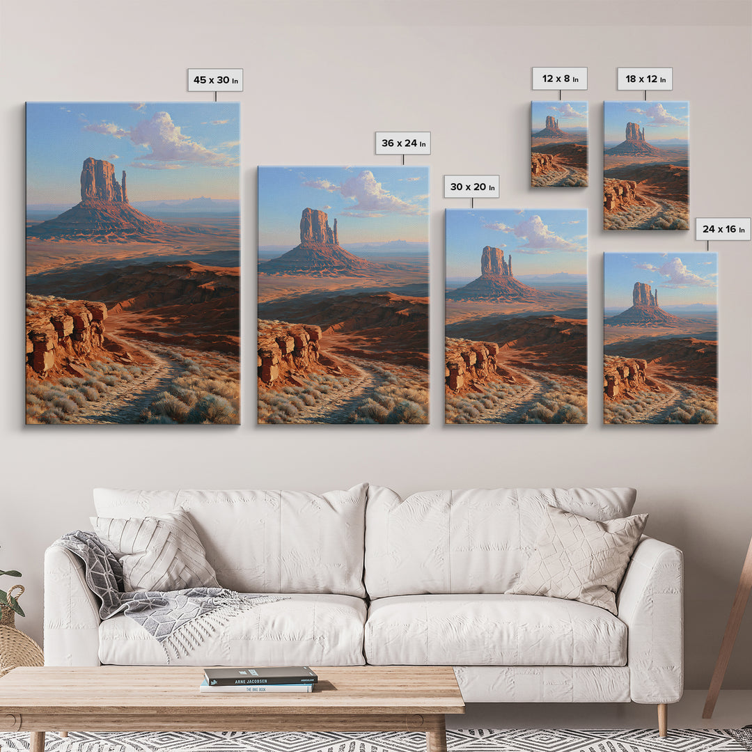Desert Mesas in Terracotta and Turquoise Canvas Print, Southwestern Art, Original Art, Southwestern Decor, Fine Art, Mesa, SOU-2x3-9