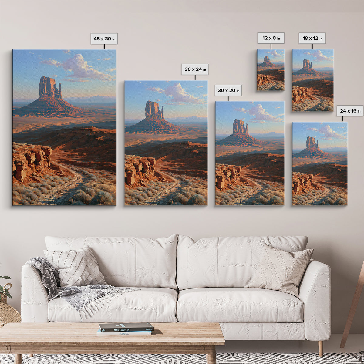 Desert Mesas in Terracotta and Turquoise Canvas Print, Southwestern Art, Original Art, Southwestern Decor, Fine Art, Mesa, SOU-2x3-9