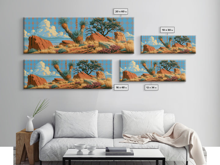 Yucca Blooms Against Clear Blue Sky Canvas Print, Southwestern Art, Gallery Decor, Southwestern Decor, Fine Art, Mesa, SOU-3x1-36