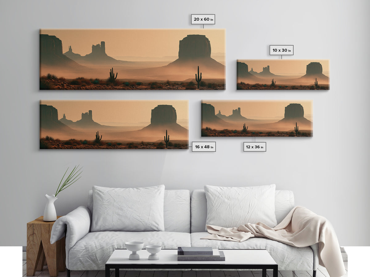 Monument Valley Silhouette Framed Canvas Print, Southwestern Art, Farmhouse Wall Art, Southwestern Decor, Fine Art, Mesa, SOU-3x1-74