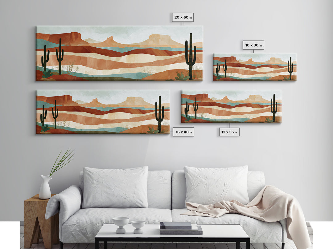 Abstract Canyon Layers Framed Canvas Print, Southwestern Art, Tapestry Wall Art, Southwestern Decor, Oil Painting, Mesa, SOU-3x1-82