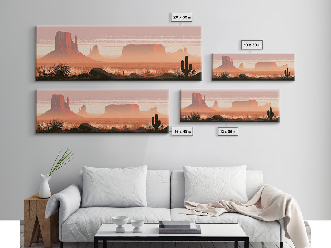 Monument Valley Silhouette Canvas Print, Southwestern Art, Western Art, Southwestern Decor, Oil Painting, Mesa, SOU-3x1-98