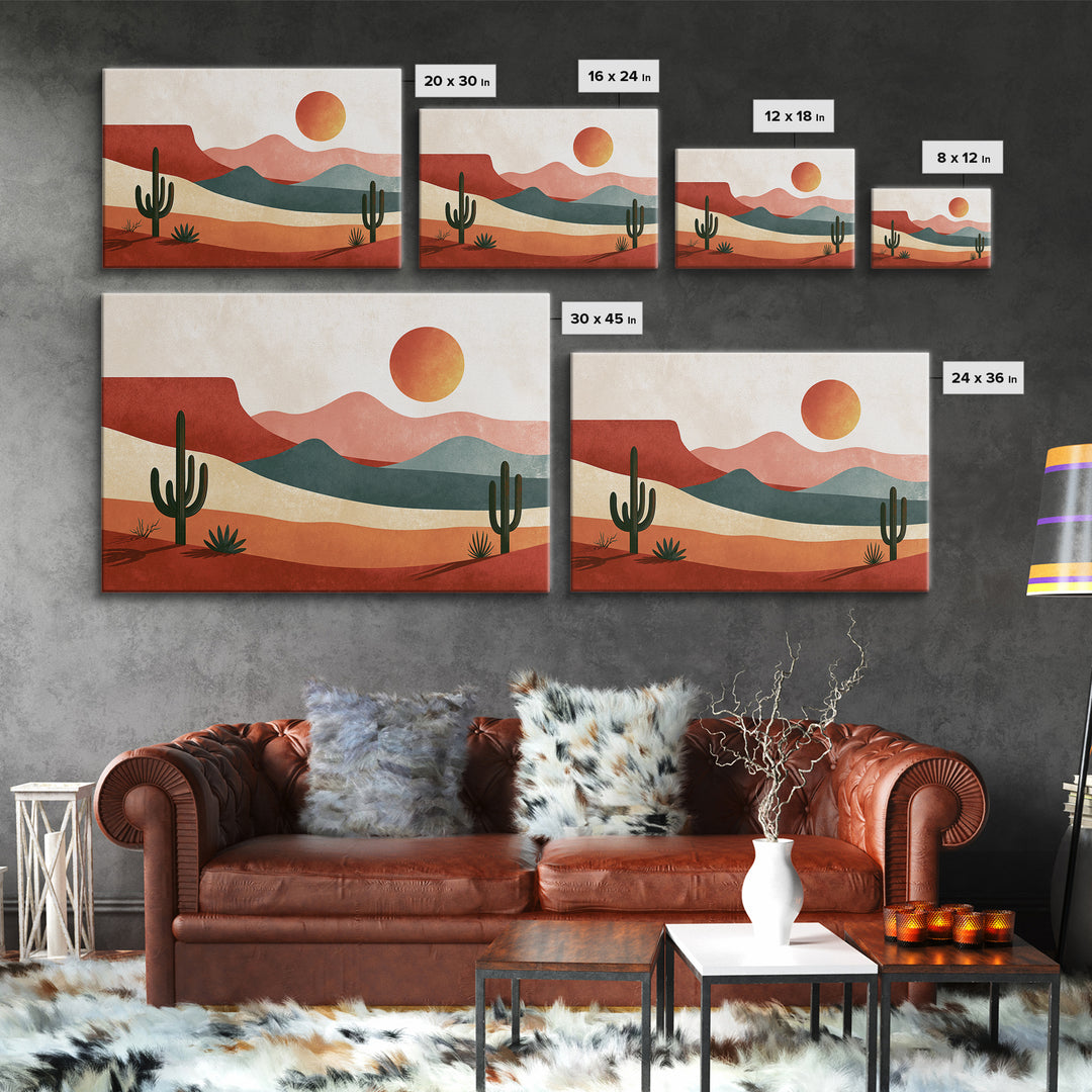 Abstract Canyon Layers Framed Canvas Print, Southwestern Art, Landscape Painting, Southwestern Decor, Watercolor Art, Mesa, SOU-3x2-70