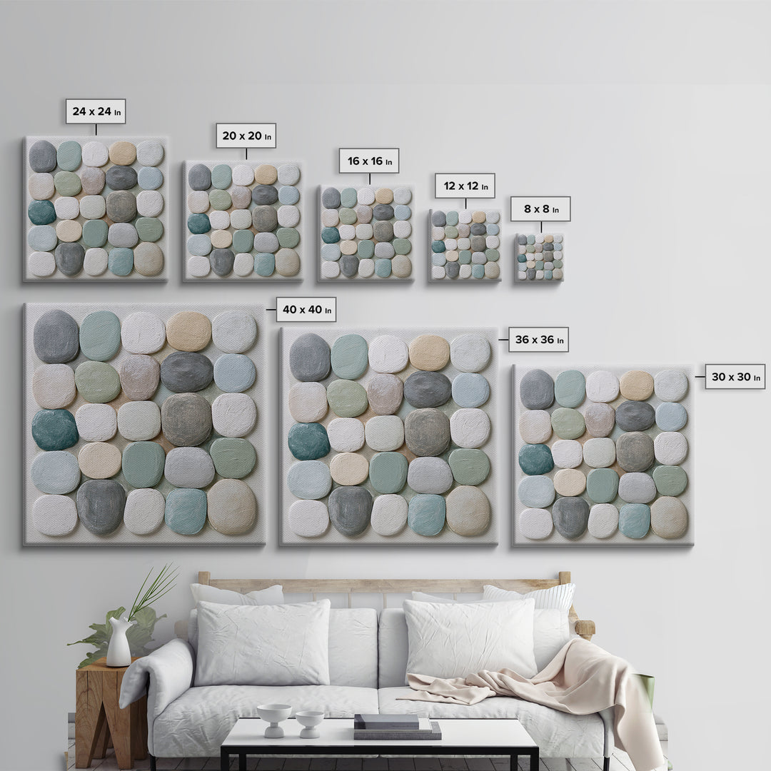 Pebble Texture Abstract Framed Canvas Print, Spa Art, Fashion Wall Art, Spa Decor, Abstract Art, Serenity, Modern Decor, SPA-1x1-39