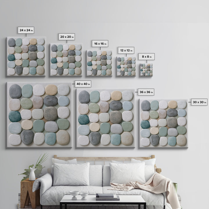 Pebble Texture Abstract Framed Canvas Print, Spa Art, Fashion Wall Art, Spa Decor, Abstract Art, Serenity, Modern Decor, SPA-1x1-39