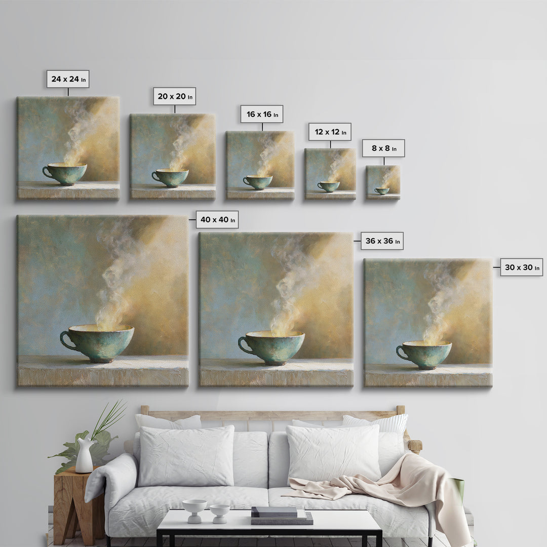 Tea Bowl and Steam Still Life Framed Canvas Print, Spa Art, Esthetician Decor, Spa Decor, Fine Art, Serenity, Room Decor, SPA-1x1-46