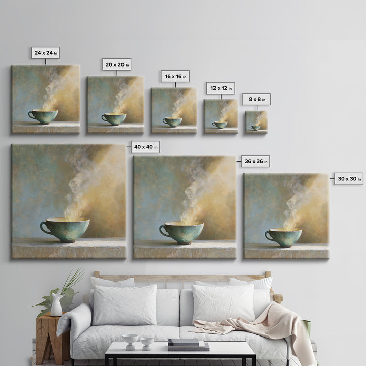 Tea Bowl and Steam Still Life Framed Canvas Print, Spa Art, Esthetician Decor, Spa Decor, Fine Art, Serenity, Room Decor, SPA-1x1-46