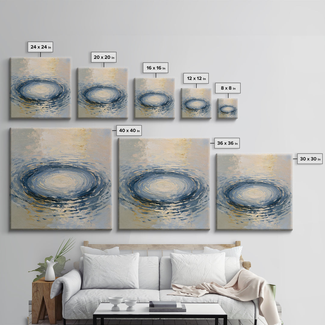 Abstract Water Ripples Framed Canvas Print, Spa Art, City Art, Spa Decor, Abstract Art, Serenity, Boho Decor, SPA-1x1-6