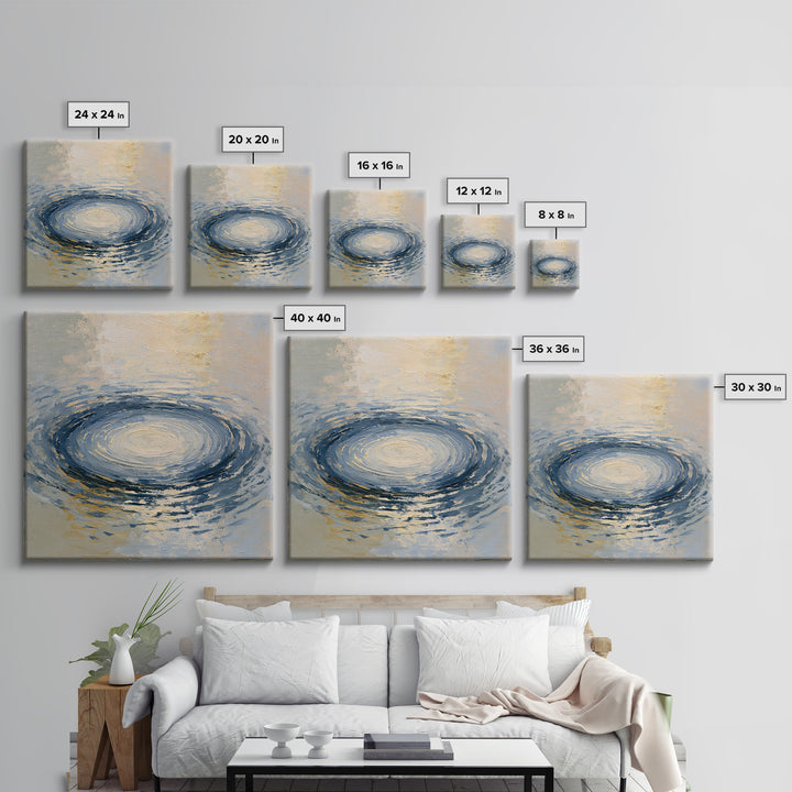 Abstract Water Ripples Framed Canvas Print, Spa Art, City Art, Spa Decor, Abstract Art, Serenity, Boho Decor, SPA-1x1-6