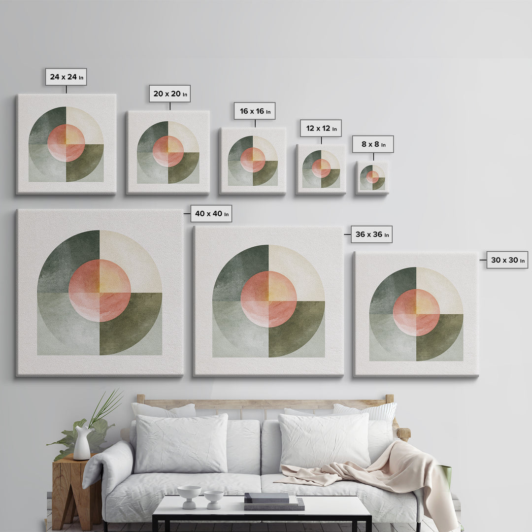 Sage and Ivory Geometric Calm Composition Canvas Print, Spa Art, Luxury Decor, Spa Decor, Abstract Art, Serenity, SPA-1x1-69