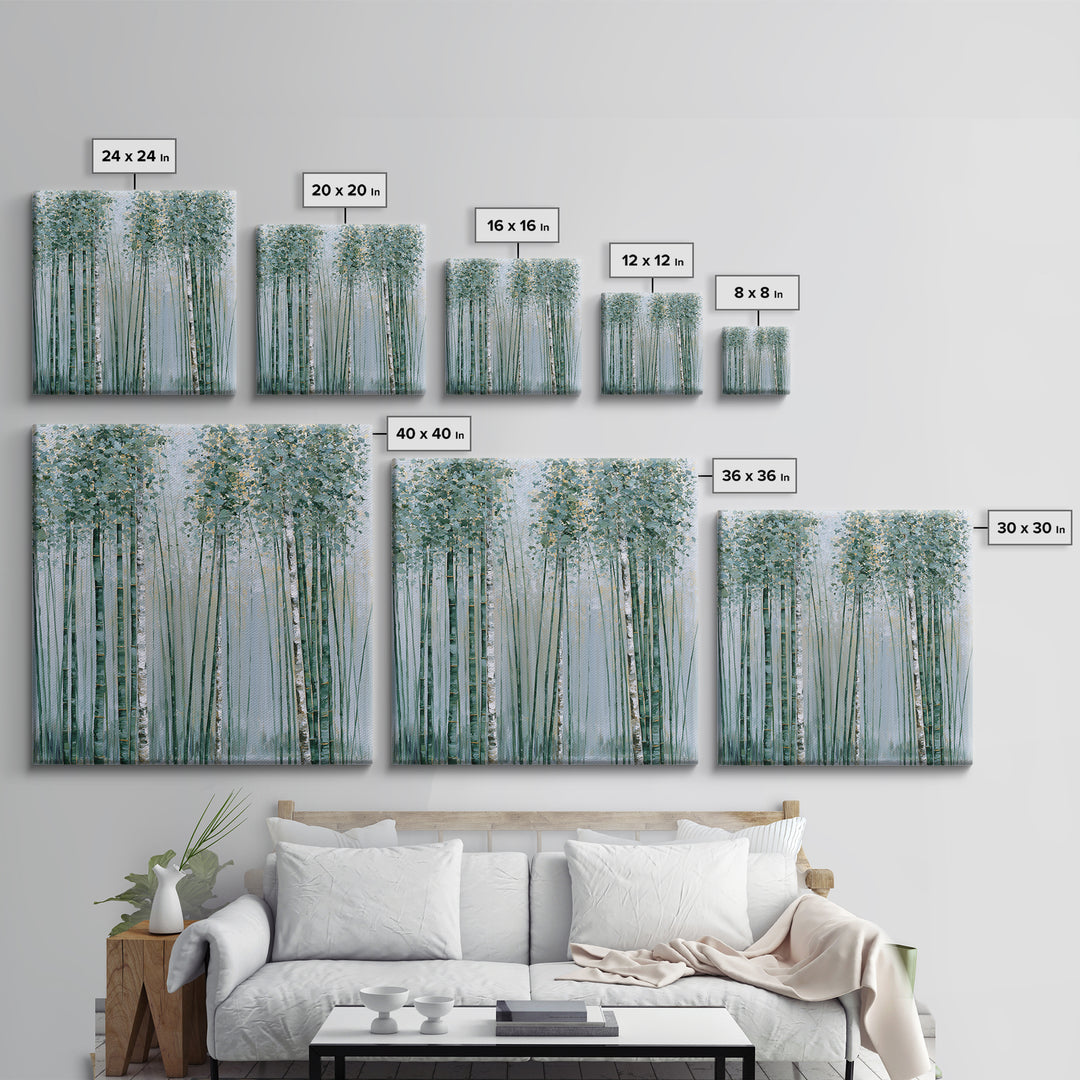 Misty Bamboo Forest Canvas Print, Spa Art, Art, Spa Decor, Serenity, Abstract Print, Minimalist Art, Feminine Wall Art, SPA-1x1-77