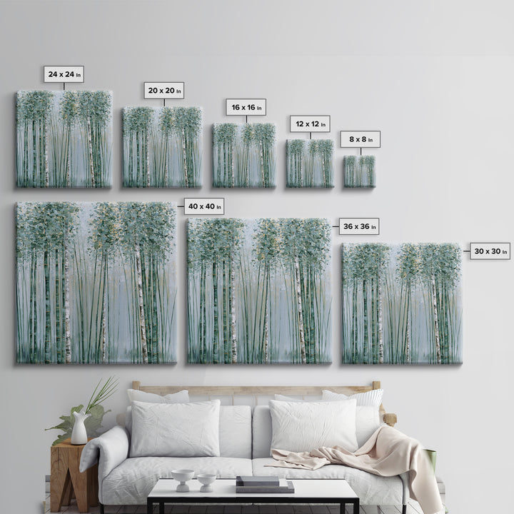 Misty Bamboo Forest Canvas Print, Spa Art, Art, Spa Decor, Serenity, Abstract Print, Minimalist Art, Feminine Wall Art, SPA-1x1-77