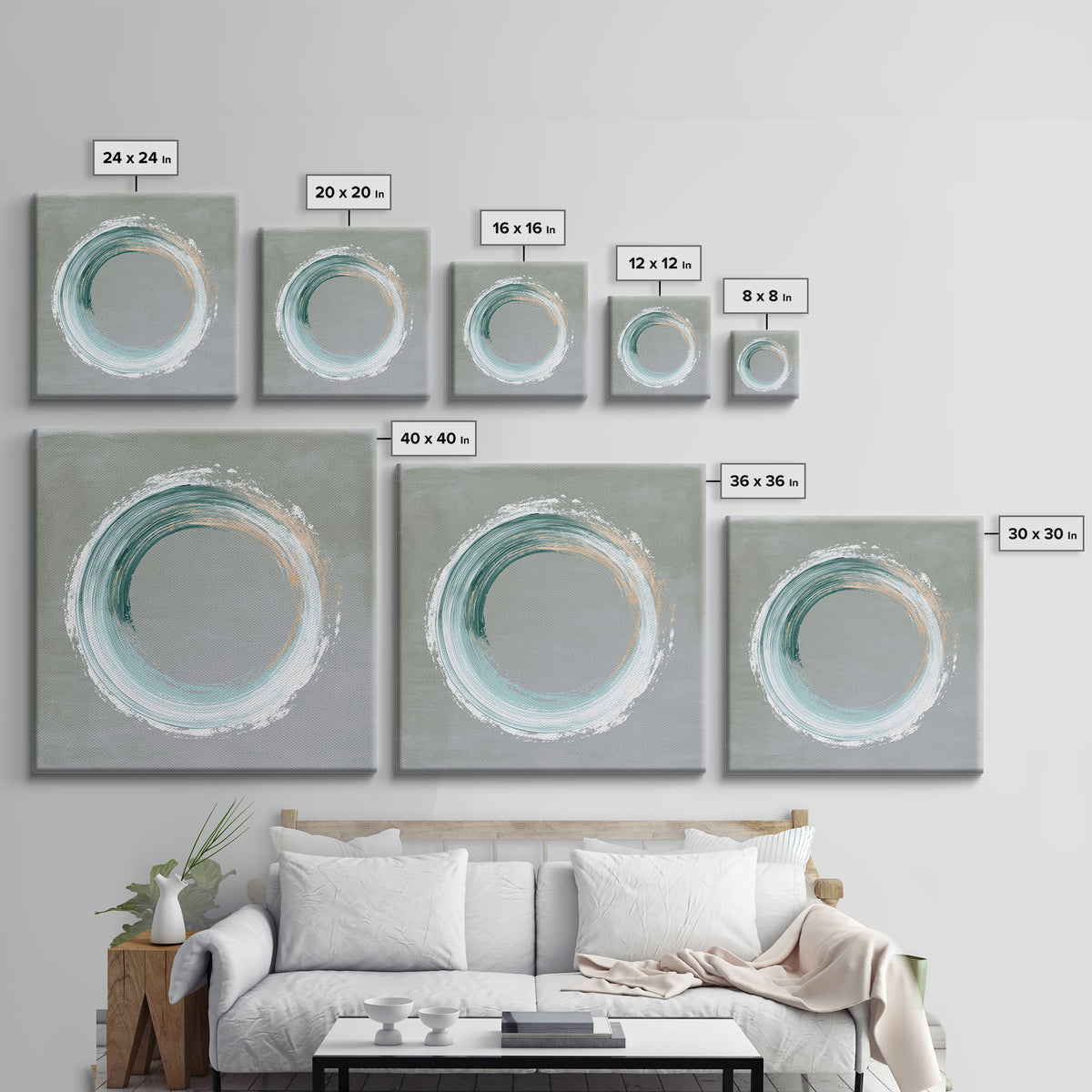 Minimal Zen Circle Brushstroke Framed Canvas Print, Spa Art, Fine Art Print, Spa Decor, Fine Art, Serenity, Wall Decor, SPA-1x1-80