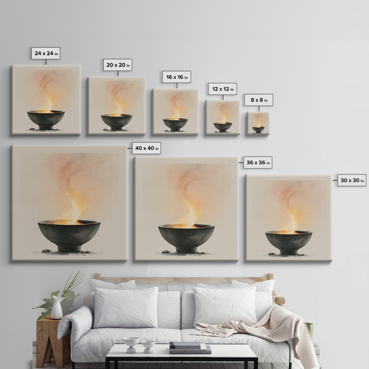 Tea Bowl and Steam Still Life Canvas Print, Spa Art, Modern Decor, Spa Decor, Fine Art, Serenity, Wall Decor, SPA-1x1-94