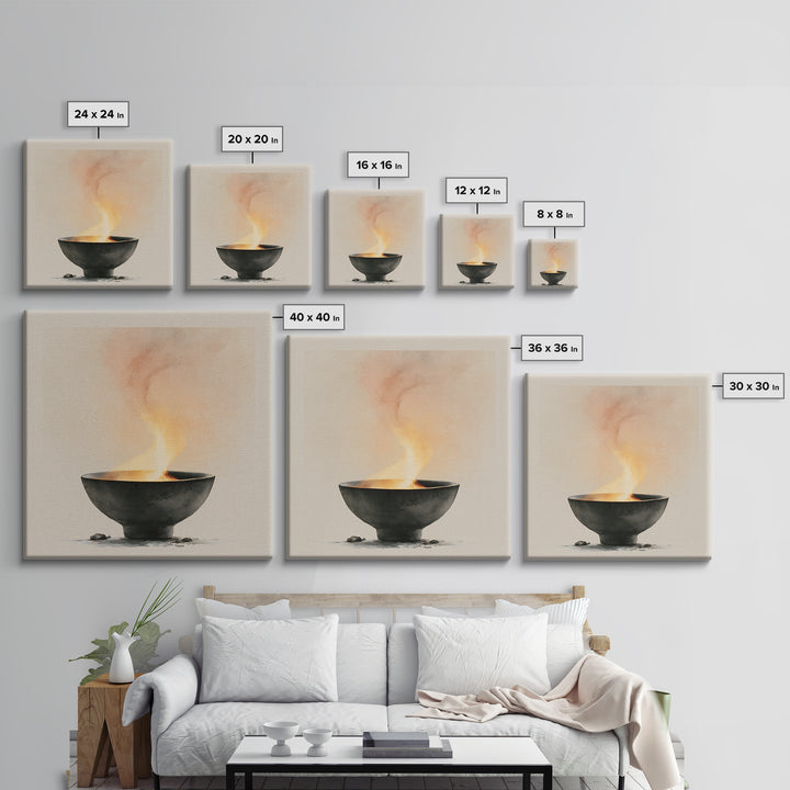 Tea Bowl and Steam Still Life Canvas Print, Spa Art, Modern Decor, Spa Decor, Fine Art, Serenity, Wall Decor, SPA-1x1-94
