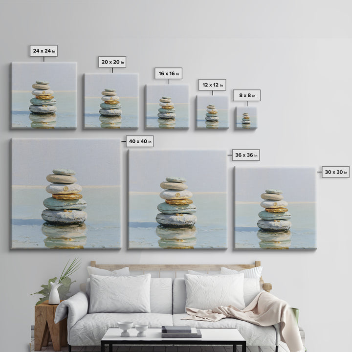 Stacked Stones Beside Calm Water Canvas Print, Spa Art, Black Woman Art, Spa Decor, Oil Painting, Serenity, Modern Home Decor, SPA-1x1-97