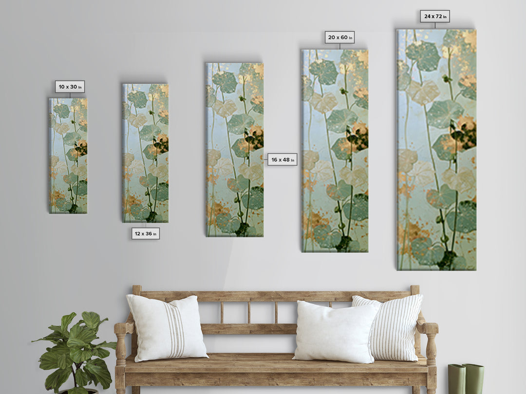 Rain on Leaves Canvas Print, Spa Art, Esthetician Decor, Spa Decor, Fine Art, Serenity, Room Decor, Textured Painting, SPA-1x3-100