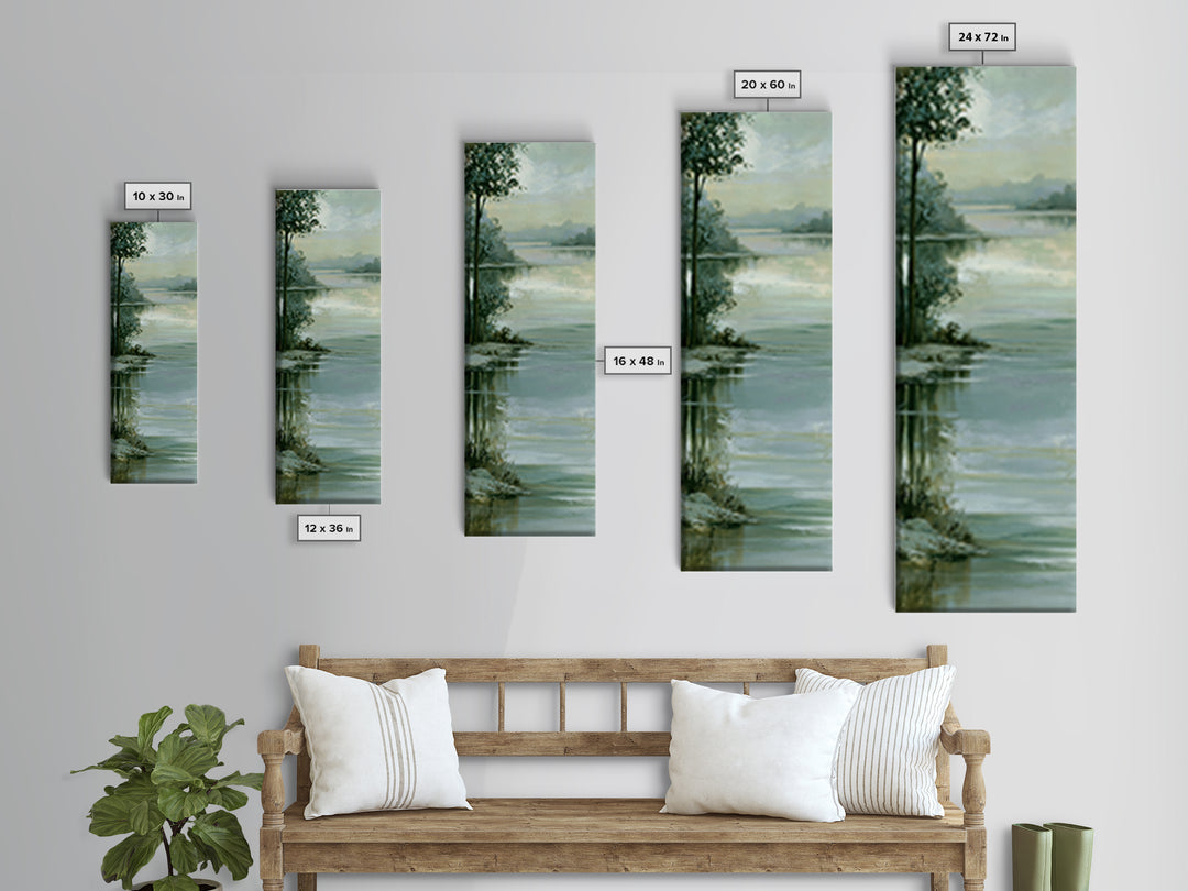 Moonlit Lake Reflection Canvas Print, Spa Art, Feminine Wall Art, Spa Decor, Fine Art, Serenity, Hair Salon Wall Art, SPA-1x3-11