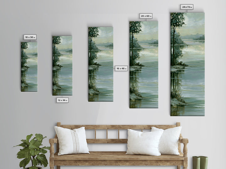 Moonlit Lake Reflection Canvas Print, Spa Art, Feminine Wall Art, Spa Decor, Fine Art, Serenity, Hair Salon Wall Art, SPA-1x3-11