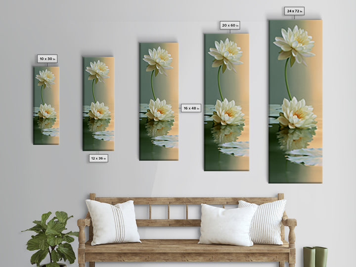 Lotus Flower Floating on Still Pond Canvas Print, Spa Art, Home Decor, Spa Decor, Serenity, Dog Wall Art, Abstract Print, SPA-1x3-16