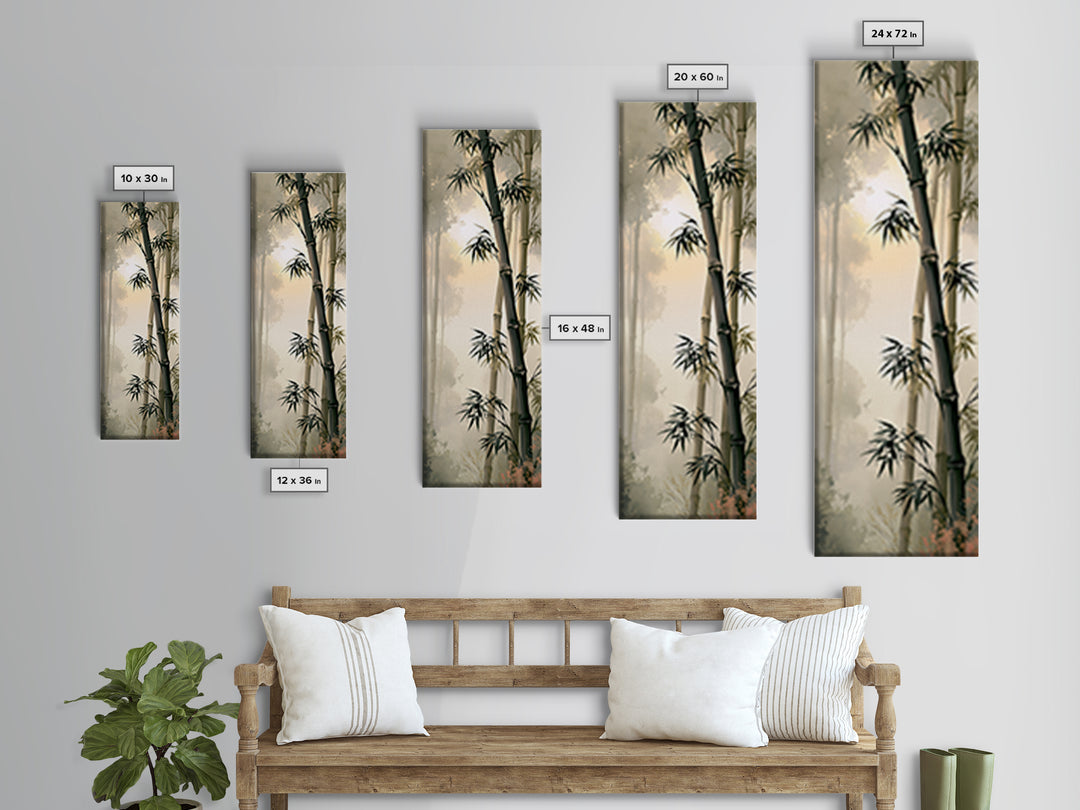 Misty Bamboo Forest Canvas Print, Spa Art, Art, Spa Decor, Serenity, Abstract Print, Minimalist Art, Feminine Wall Art, SPA-1x3-17