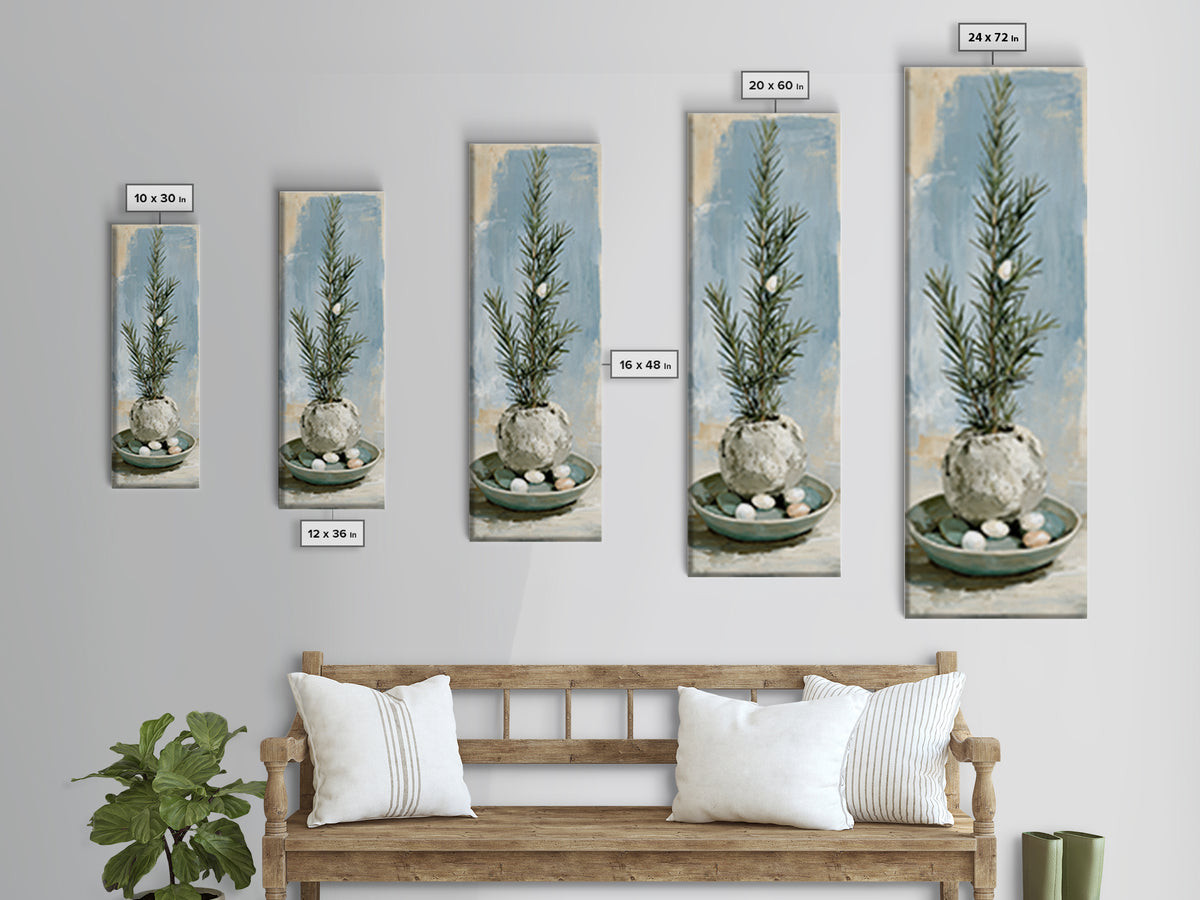 Botanical Herbal Arrangement Canvas Print, Spa Art, Tarot Card Art, Spa Decor, Watercolor Art, Serenity, Textured Painting, SPA-1x3-2