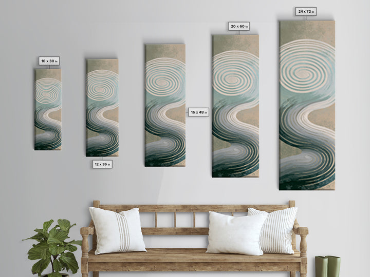 Sand Garden Lines Framed Canvas Print, Spa Art, Spa Decor, Oil Painting, Serenity, Minimalist Art, Feminine Wall Art, SPA-1x3-24