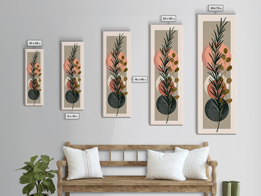 Botanical Herbal Arrangement Canvas Print, Spa Art, Tarot Card Art, Spa Decor, Watercolor Art, Serenity, Textured Painting, SPA-1x3-26