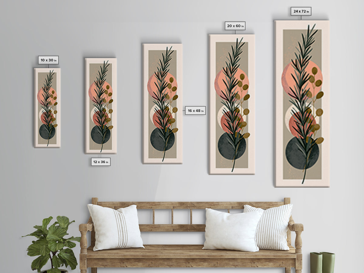 Botanical Herbal Arrangement Canvas Print, Spa Art, Tarot Card Art, Spa Decor, Watercolor Art, Serenity, Textured Painting, SPA-1x3-26