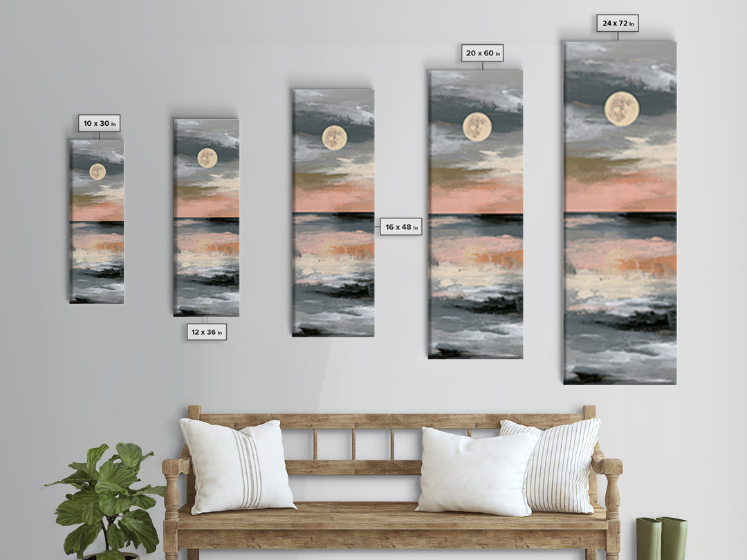 Moonlit Lake Reflection Canvas Print, Spa Art, Abstract, Spa Decor, Watercolor Art, Serenity, City Art, Spa Wall Art, SPA-1x3-35