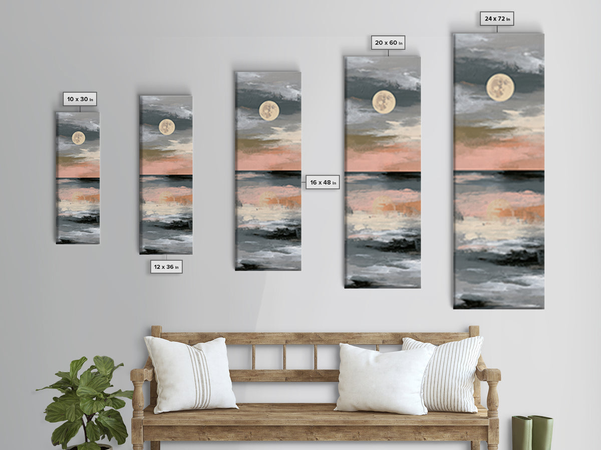 Moonlit Lake Reflection Canvas Print, Spa Art, Abstract, Spa Decor, Watercolor Art, Serenity, City Art, Spa Wall Art, SPA-1x3-35