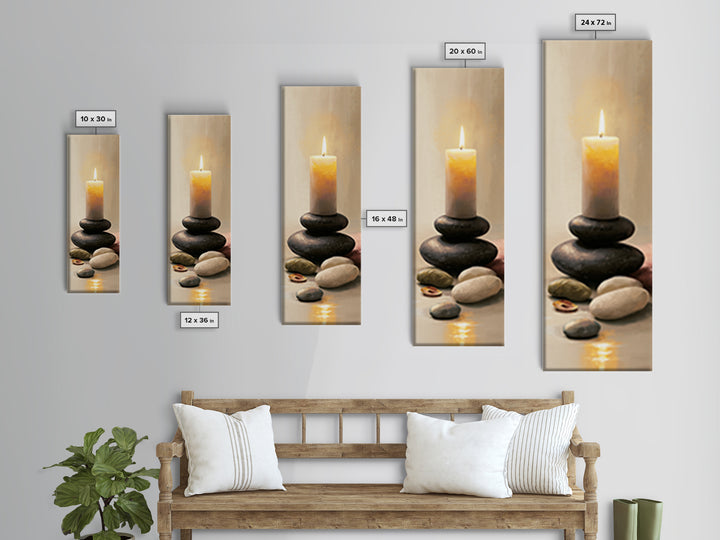 Warm Candle Flame Framed Canvas Print, Spa Art, Wall Art, Spa Decor, Oil Painting, Serenity, Dog Wall Art, Abstract Print, SPA-1x3-45