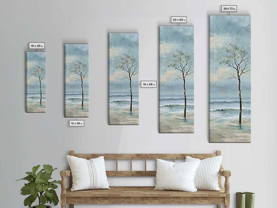 Coastal Horizon in Muted Spa Blues Framed Canvas Print, Spa Art, Modern Decor, Spa Decor, Fine Art, Serenity, Wall Decor, SPA-1x3-46