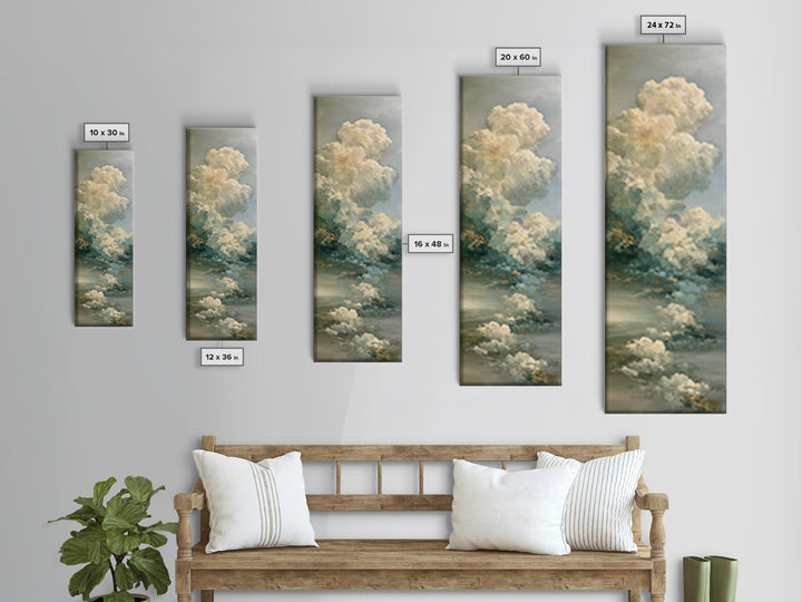 Soft Cloudscape in Cream and Sage Canvas Print, Spa Art, Modern Decor, Spa Decor, Fine Art, Serenity, Wall Decor, SPA-1x3-49