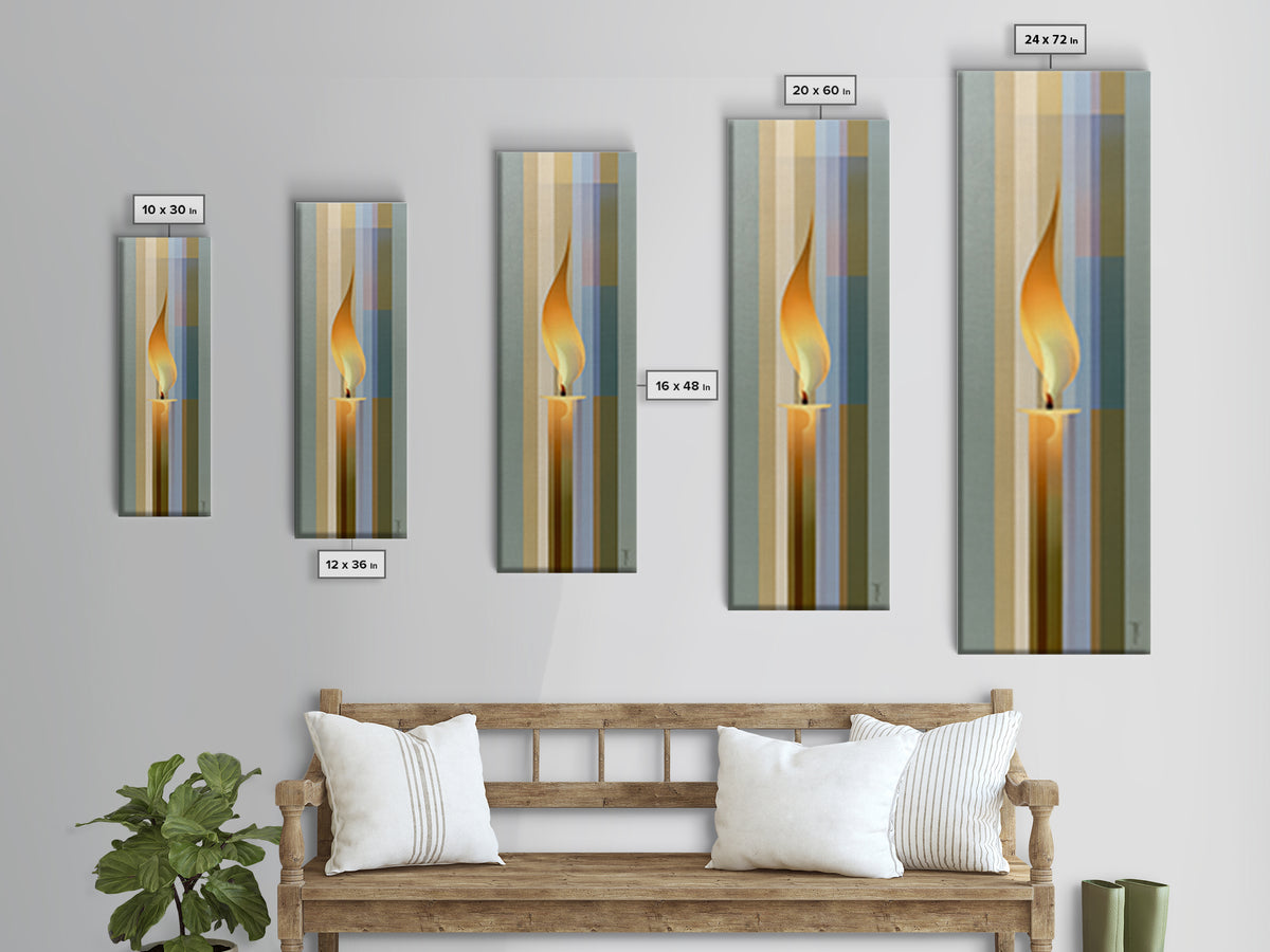 Warm Candle Flame Framed Canvas Print, Spa Art, Wall Art, Spa Decor, Oil Painting, Serenity, Dog Wall Art, Abstract Print, SPA-1x3-69