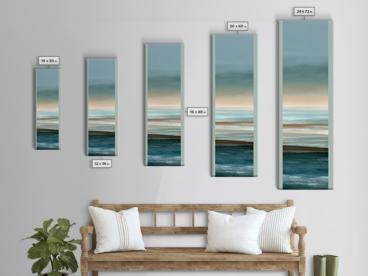Coastal Horizon in Muted Spa Blues Framed Canvas Print, Spa Art, Modern Decor, Spa Decor, Fine Art, Serenity, Wall Decor, SPA-1x3-70