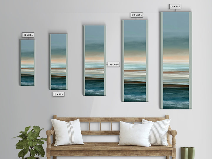 Coastal Horizon in Muted Spa Blues Framed Canvas Print, Spa Art, Modern Decor, Spa Decor, Fine Art, Serenity, Wall Decor, SPA-1x3-70