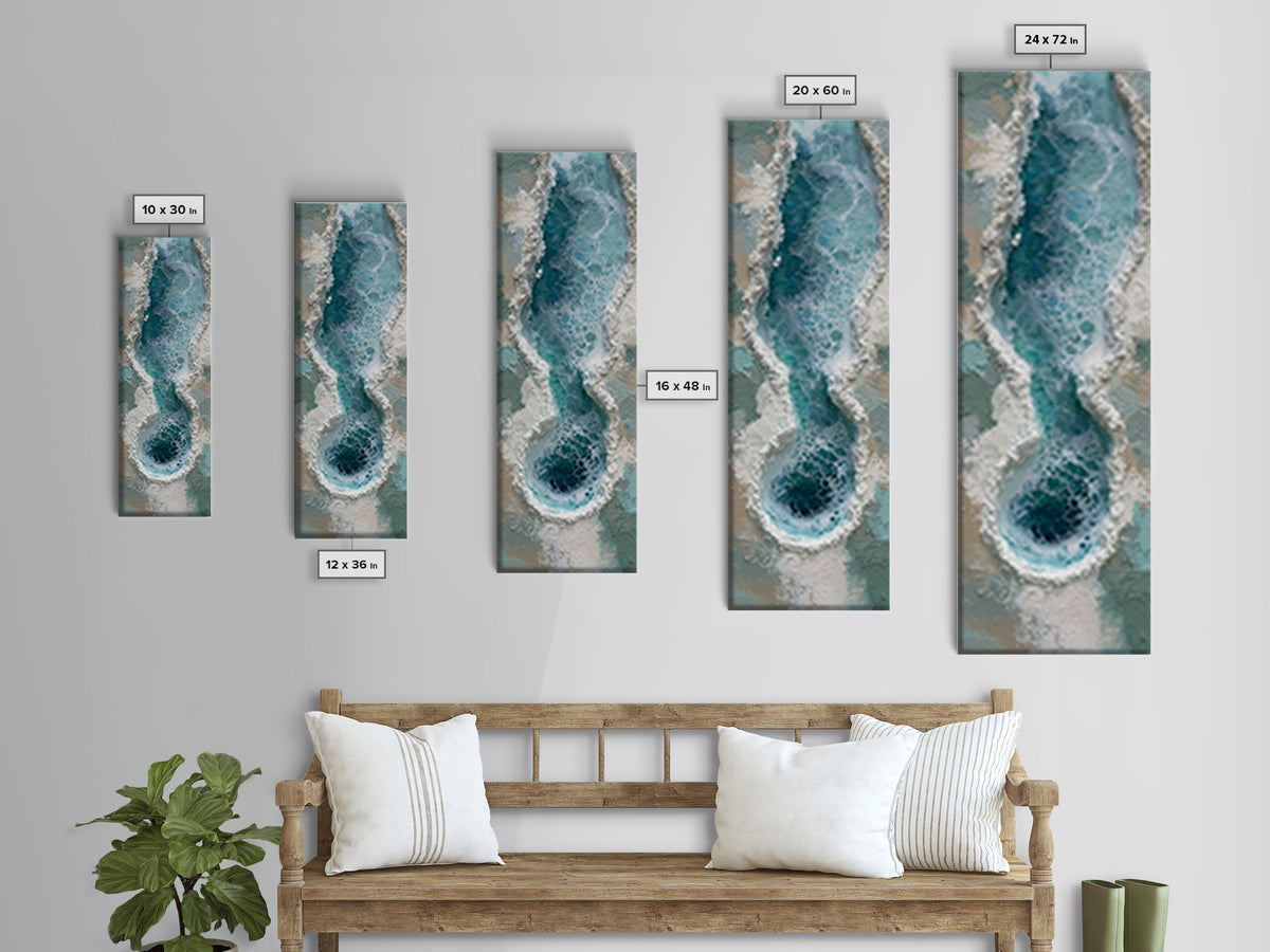Blue Lagoon Water Seen from Above Framed Canvas Print, Spa Art, Salon Decor, Spa Decor, Fine Art, Serenity, Statement Artwork, SPA-1x3-80