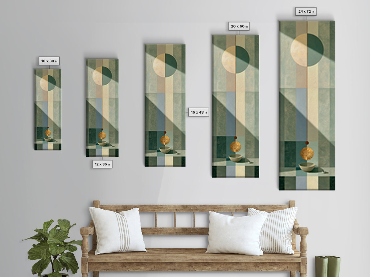 Sage and Ivory Geometric Calm Composition Canvas Print, Spa Art, Luxury Decor, Spa Decor, Abstract Art, Serenity, SPA-1x3-9