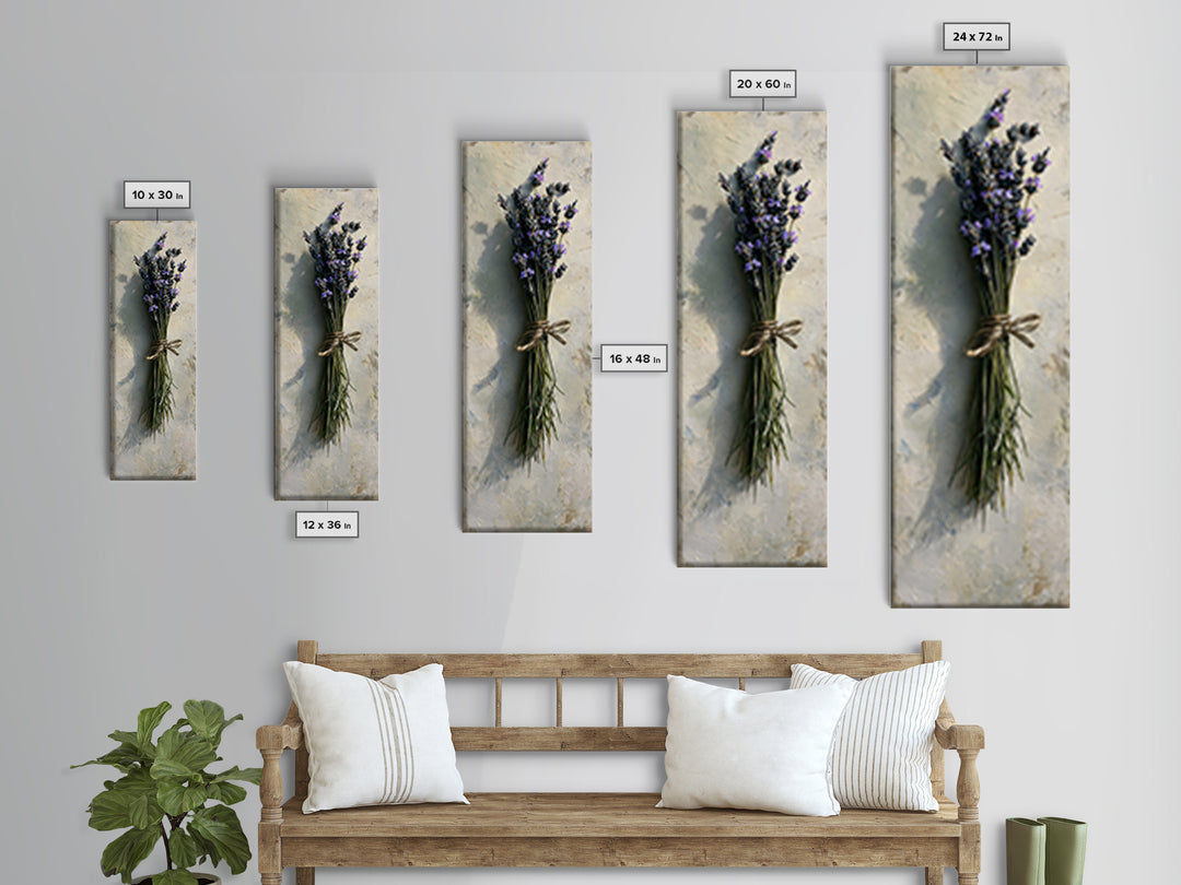 Lavender Bundle with Soft Shadow Framed Canvas Print, Spa Art, Boho Decor, Spa Decor, Oil Painting, Serenity, Printable Art, SPA-1x3-91