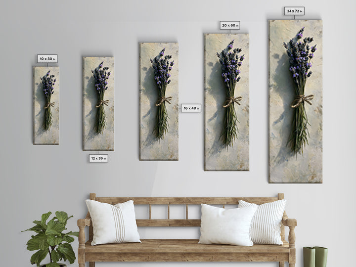Lavender Bundle with Soft Shadow Framed Canvas Print, Spa Art, Boho Decor, Spa Decor, Oil Painting, Serenity, Printable Art, SPA-1x3-91
