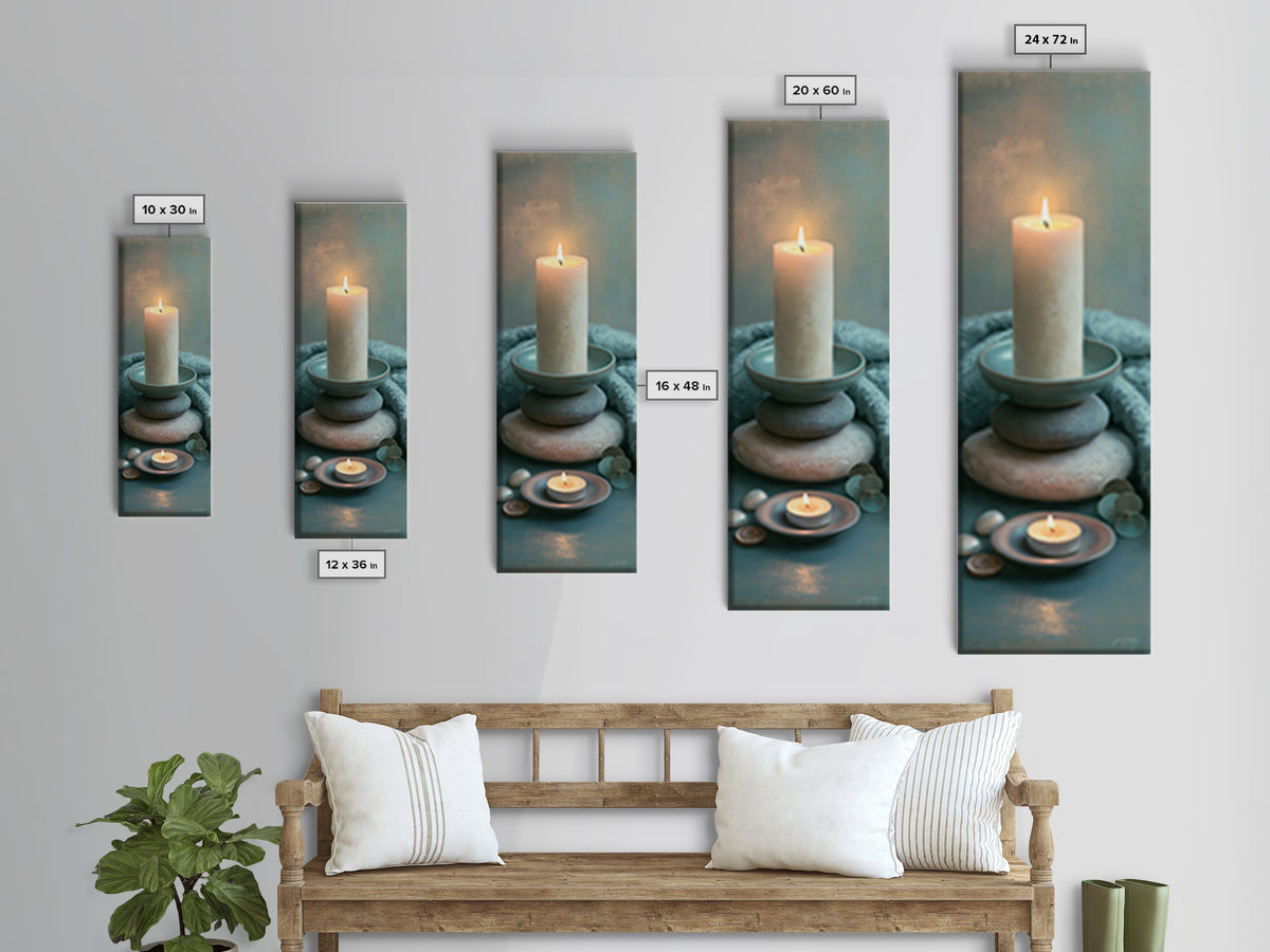 Warm Candle Flame Canvas Print, Spa Art, Wall Art Print, Spa Decor, Fine Art, Serenity, Animal Art, Modern Home Decor, SPA-1x3-93