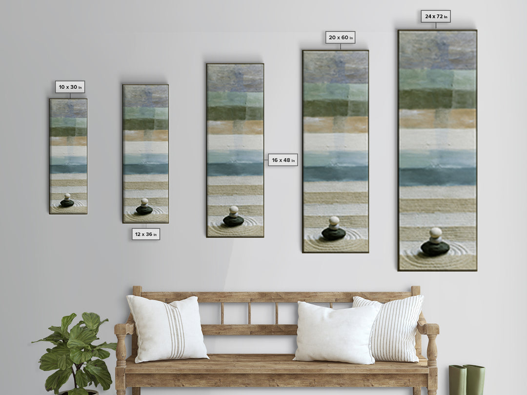 Sand Garden Lines Framed Canvas Print, Spa Art, Dog Canvas, Spa Decor, Fine Art, Serenity, Art Print, Room Decor, SPA-1x3-96
