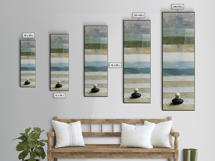 Sand Garden Lines Framed Canvas Print, Spa Art, Dog Canvas, Spa Decor, Fine Art, Serenity, Art Print, Room Decor, SPA-1x3-96