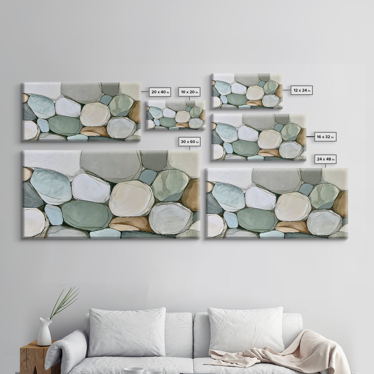 Pebble Texture Abstract Framed Canvas Print, Spa Art, Fashion Wall Art, Spa Decor, Abstract Art, Serenity, Modern Decor, SPA-2x1-11