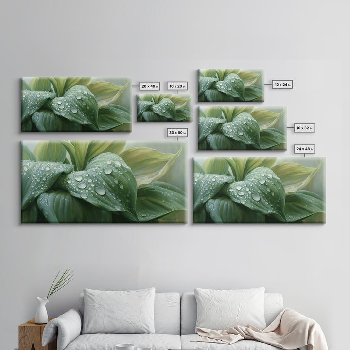 Rain on Leaves Framed Canvas Print, Spa Art, Art Print, Spa Decor, Serenity, Botanical Art, Nature Prints, Travel Poster, SPA-2x1-12