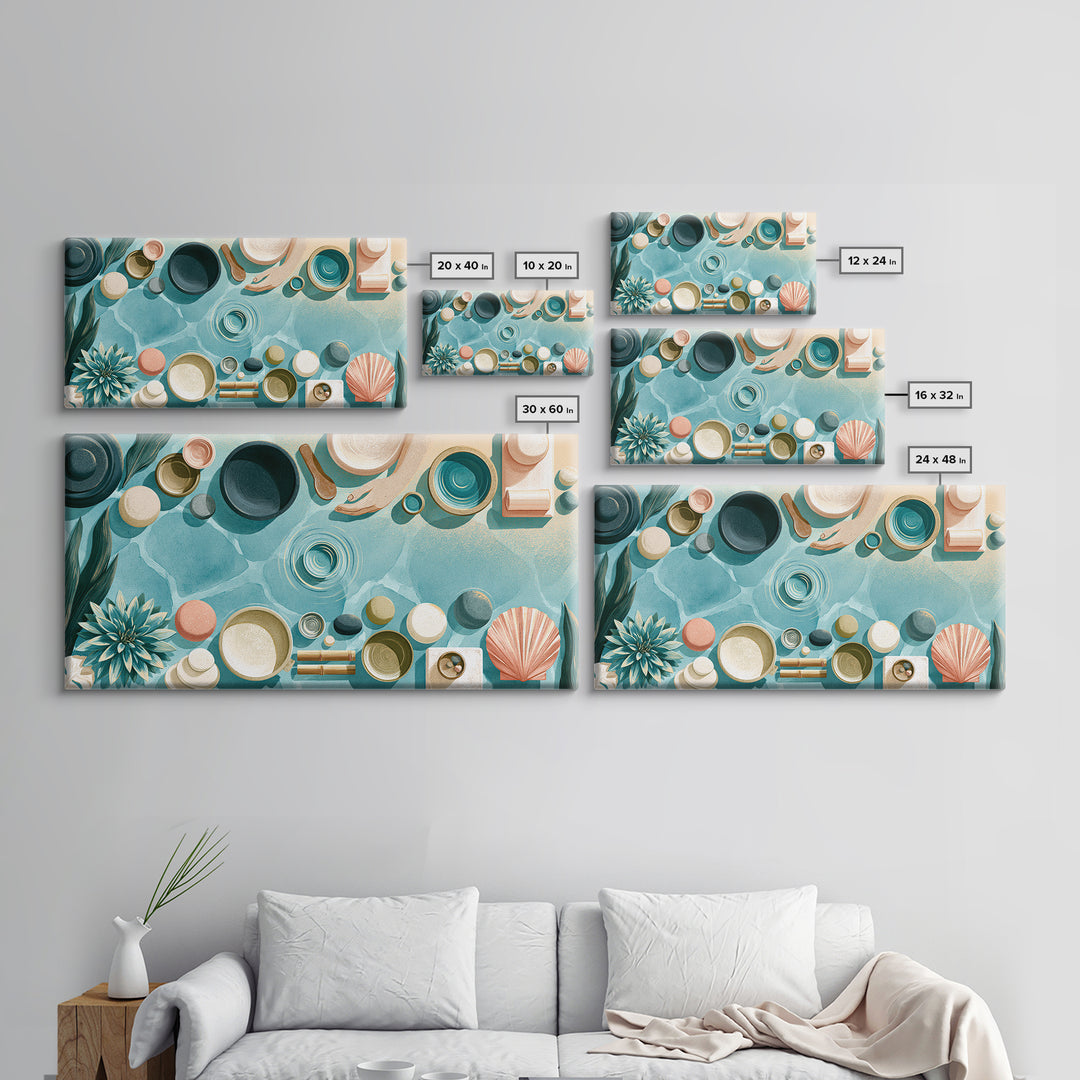 Blue Lagoon Water Seen from Above Framed Canvas Print, Spa Art, Fine Art Print, Spa Decor, Fine Art, Serenity, Wall Decor, SPA-2x1-16
