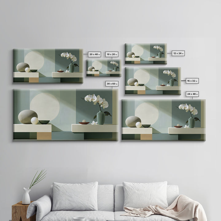 Sage and Ivory Geometric Calm Composition Canvas Print, Spa Art, Wall Art Print, Spa Decor, Abstract Art, Serenity, Animal Art, SPA-2x1-17