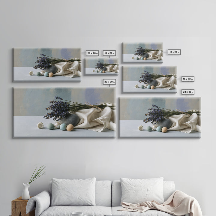 Lavender Bundle with Soft Shadow Framed Canvas Print, Spa Art, Boho Decor, Spa Decor, Oil Painting, Serenity, Printable Art, SPA-2x1-27