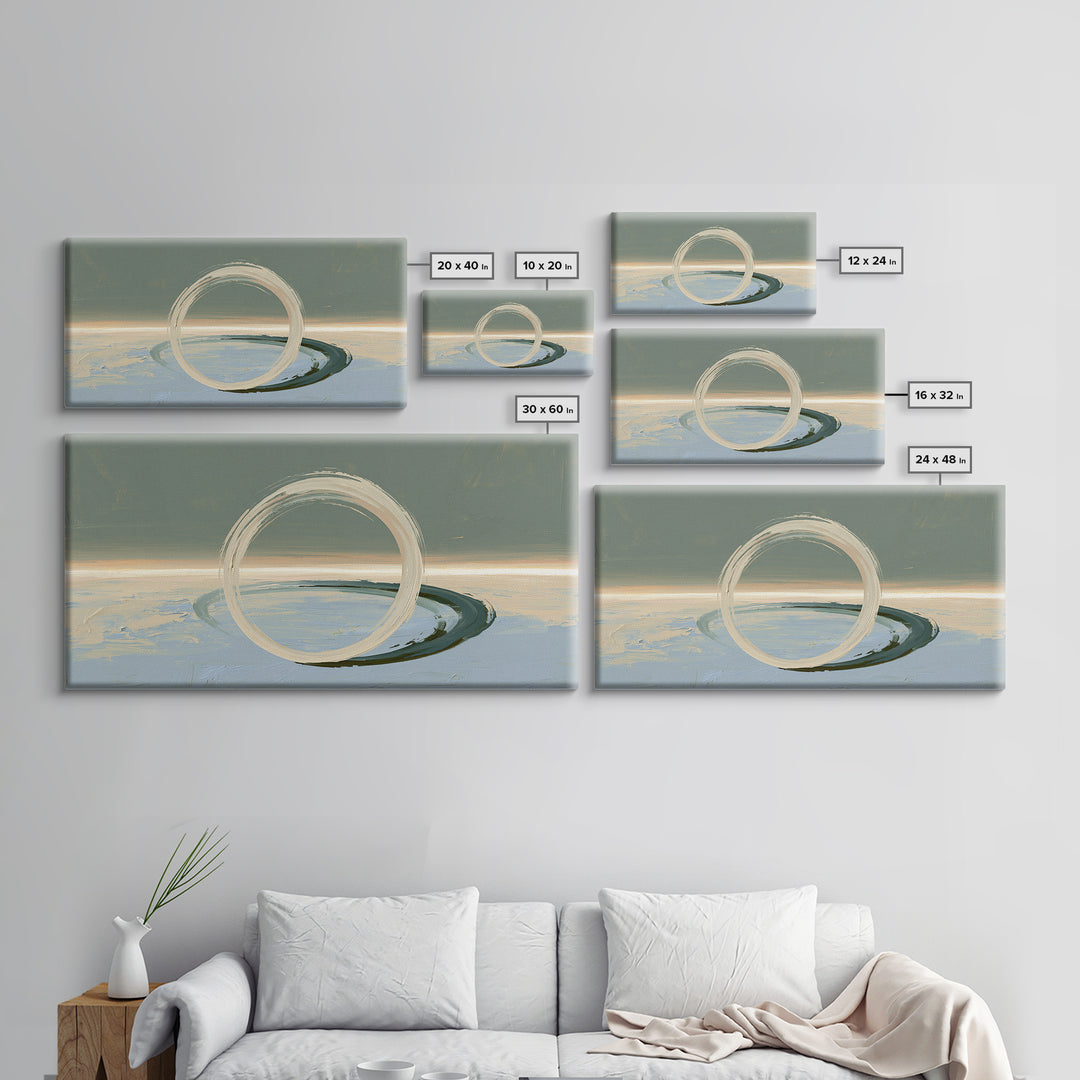 Minimal Zen Circle Brushstroke Framed Canvas Print, Spa Art, Minimalist Decor, Spa Decor, Fine Art, Serenity, Contemporary Art, SPA-2x1-28